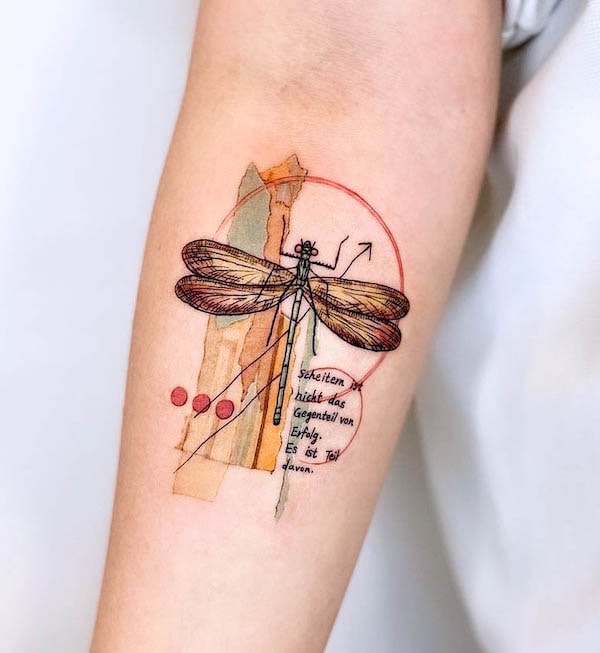 Artistic dragonfly tattoo by @_ke_z