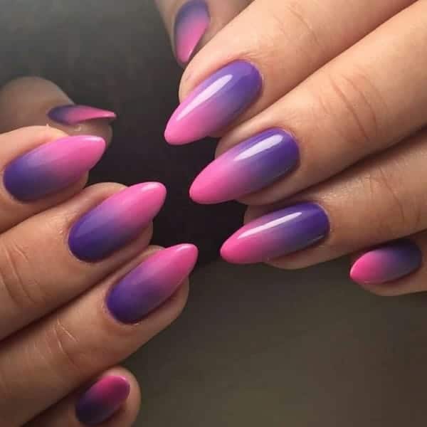 Beautiful Purple Pink Ombre Nails
