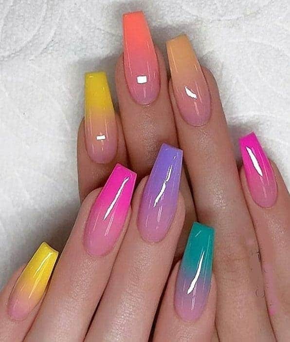 Bright And Colorful Ombre Manicure