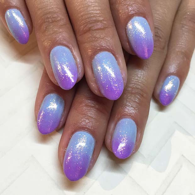 Bright Purple And Blue Ombre Nails