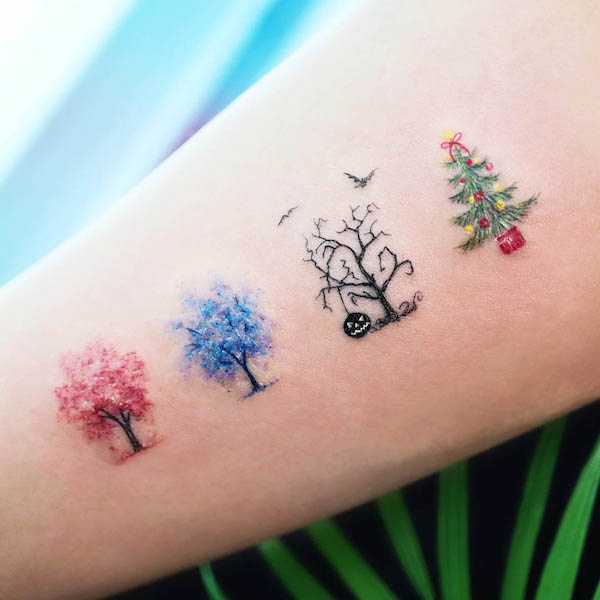 Change of seasons meaningful tattoo by @tattooist_namoo