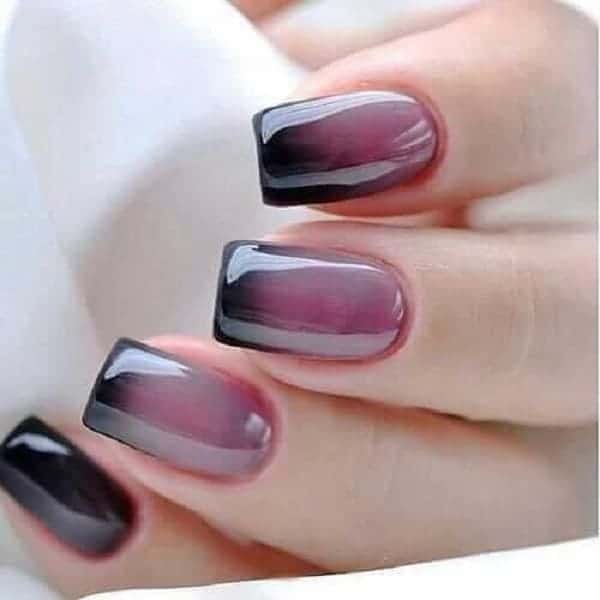 Glossy Black Ombre Nails