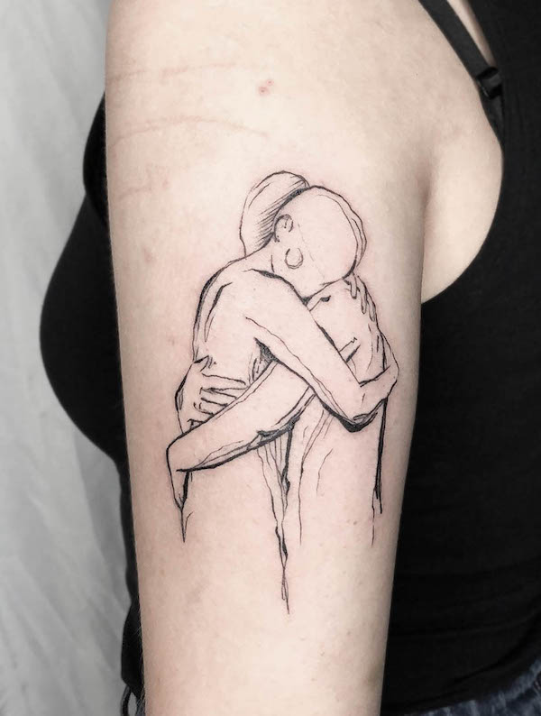 Hug meaningful tattoo by @ju.laika
