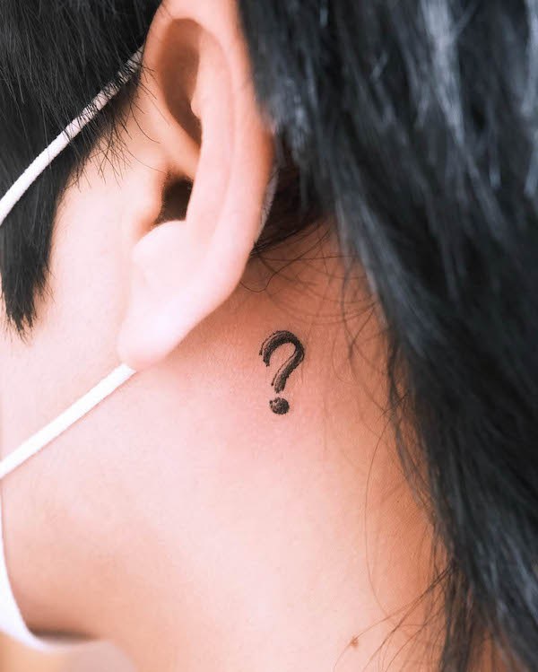 Question mark behind the ear tattoo by @tattooist_soma