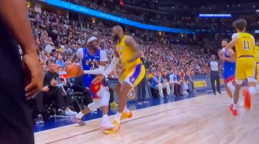 Jackson stepped on LeBron's foot, tripping him up before knocking down a 3 over the four-time NBA champion