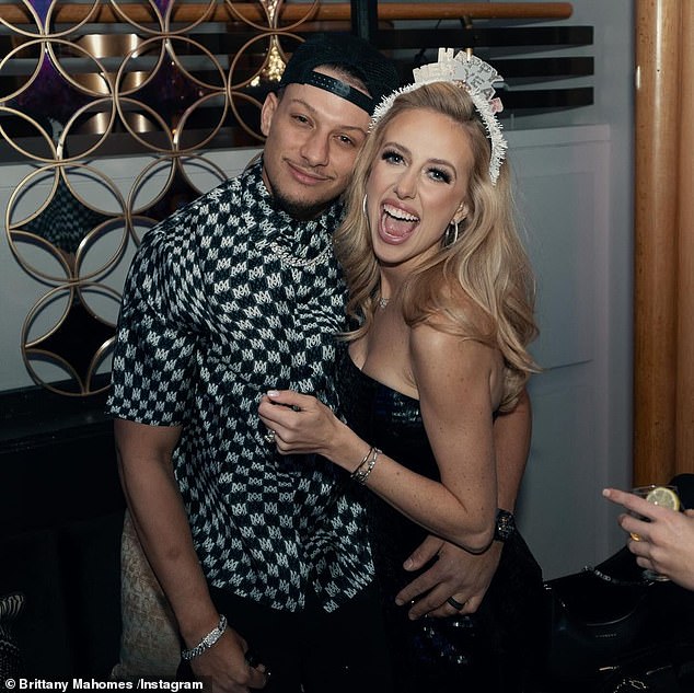 While his teammate Travis Kelce partied the night away with girlfriend Taylor Swift , Kansas City Chiefs quarterback Patrick Mahomes was also celebrating with his wife