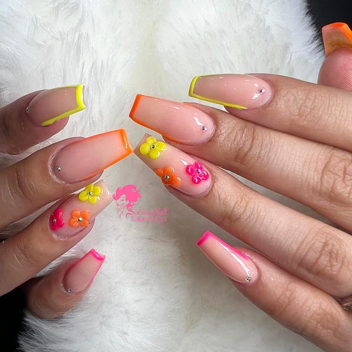 Spring nails and bolder nails such as these will look amazing on women who like fun neon colors.