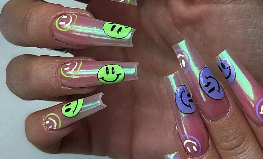 coffin smiley face nails