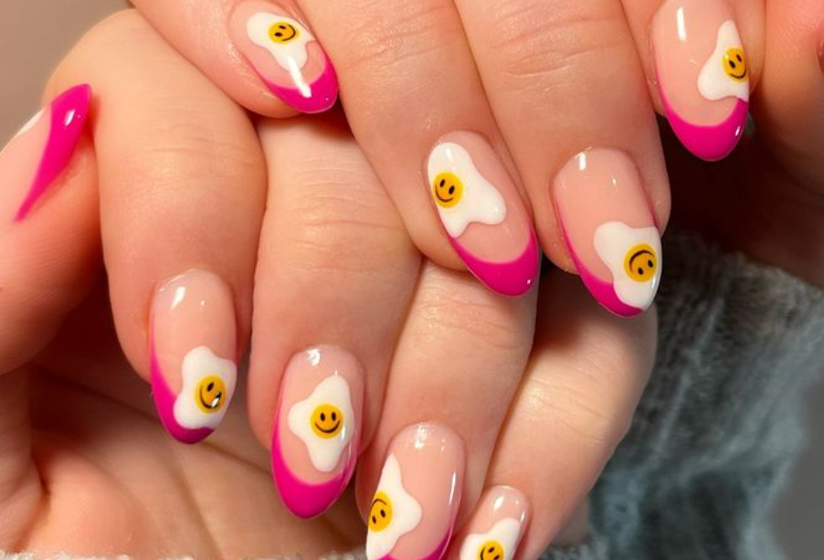 hot pink french tip nails