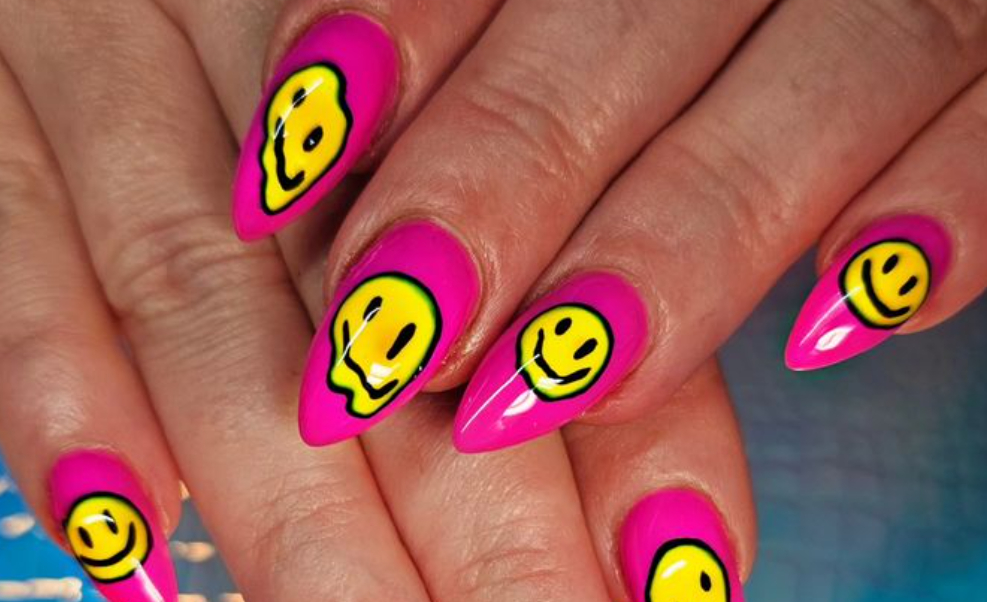 hot pink stiletto nails