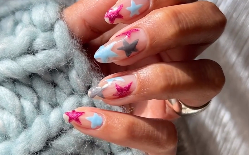 pink blue nails
