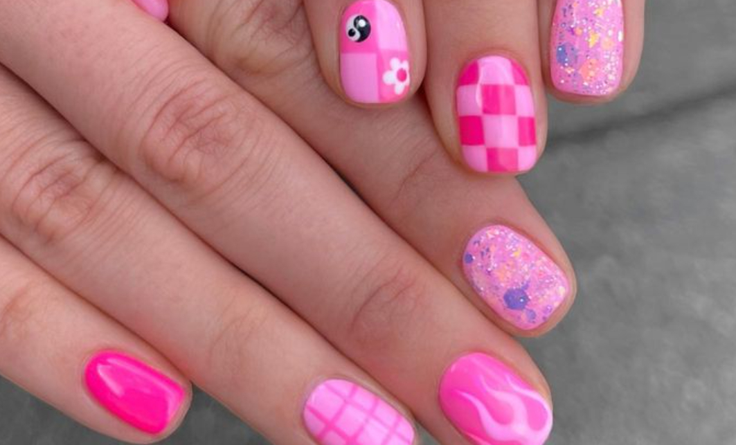 short hot pink nails