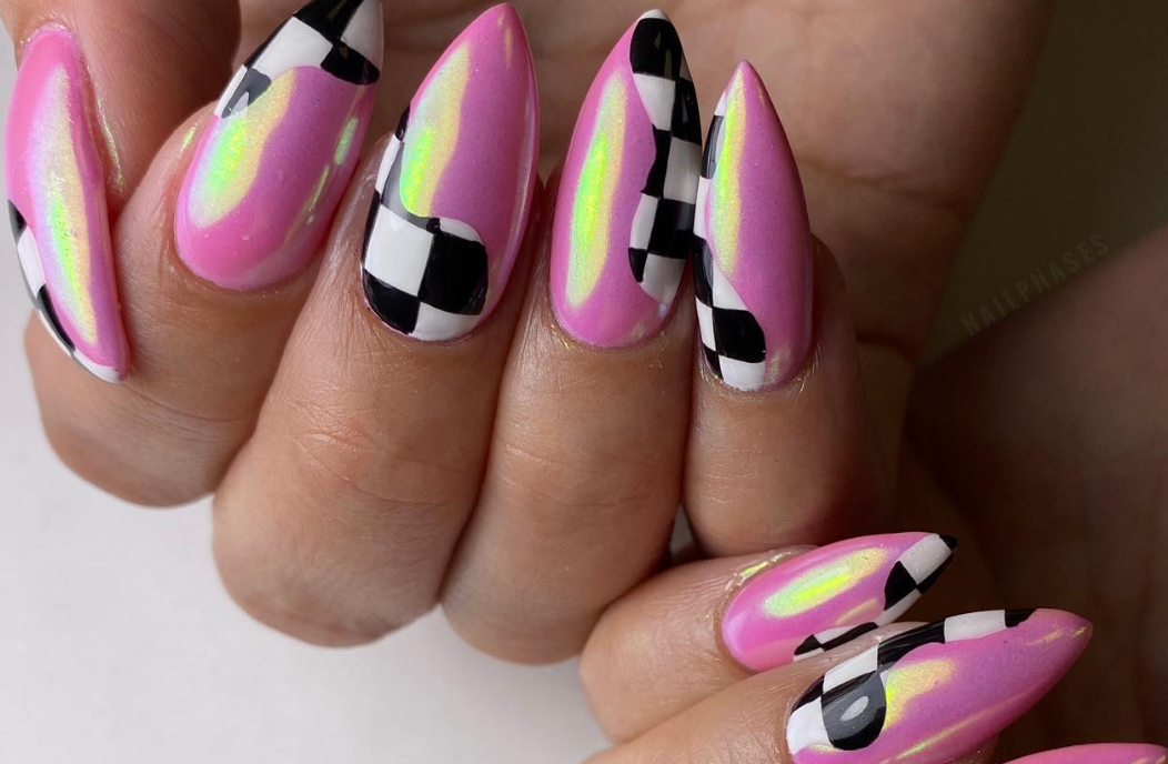 stiletto checkered nails