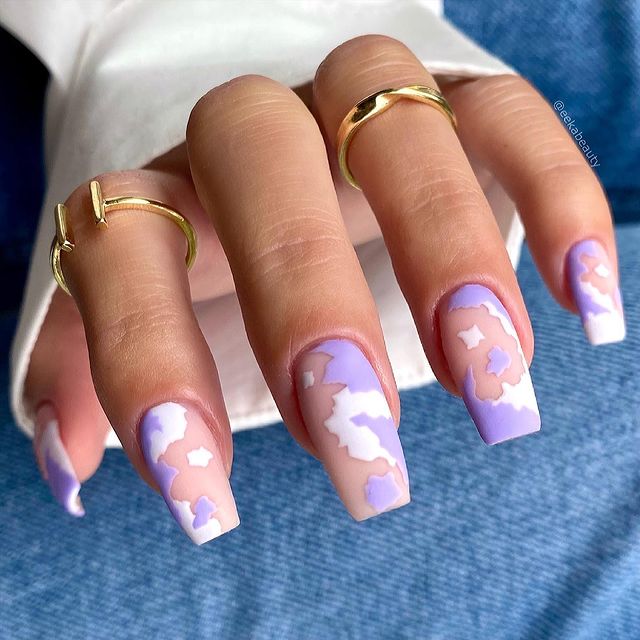 cute nails, cue nails acrylic, cute nails for summer, cute nail designs, cute nail ideas, cute nail art, cow print nails, cow print nail ideas, purple nails, purple nail ideas, purple nail designs