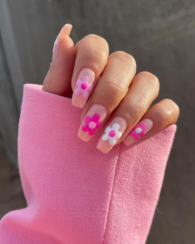 cute nails, cue nails acrylic, cute nails for summer, cute nail designs, cute nail ideas, cute nail art, pink nails, pink nail art, pink nail ideas, floral nails, floral nail ideas