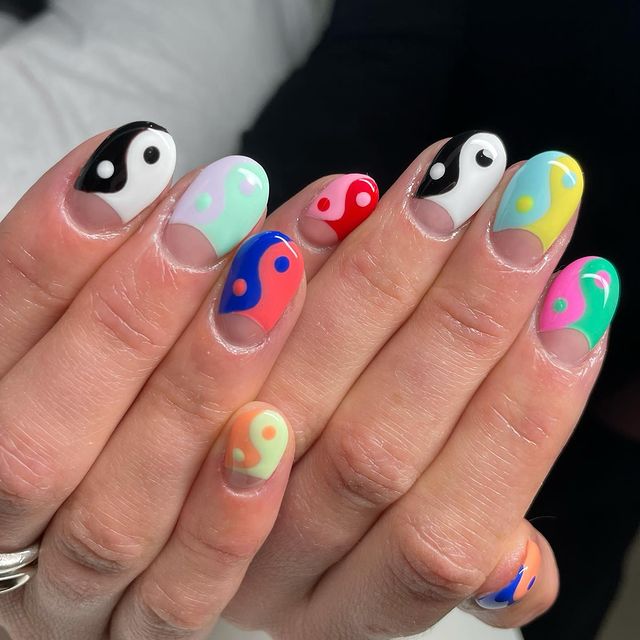 cute nails, cue nails acrylic, cute nails for summer, cute nail designs, cute nail ideas, cute nail art, indie nails, indie nail art, yin yang nails