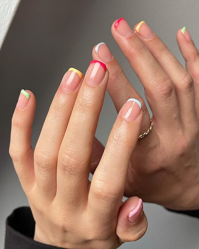 cute nails, cue nails acrylic, cute nails for summer, cute nail designs, cute nail ideas, cute nail art, rainbow nails, rainbow nail art, French tip nails, French tip nail art