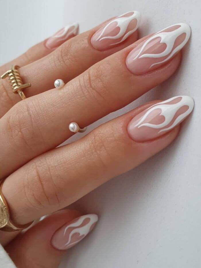 Lavender and White Nails