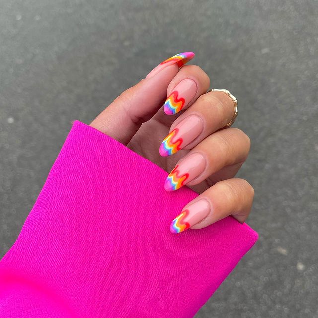 cute nails, cue nails acrylic, cute nails for summer, cute nail designs, cute nail ideas, cute nail art, rainbow nails, rainbow nail art, tie dye nils, tie dye nail art