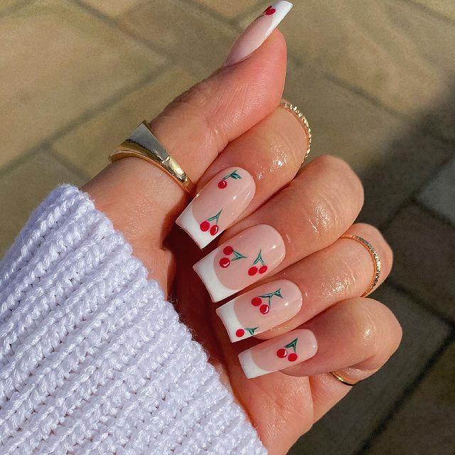 cute nails, cue nails acrylic, cute nails for summer, cute nail designs, cute nail ideas, cute nail art, fruit nails, fruit nail art, cherry nails