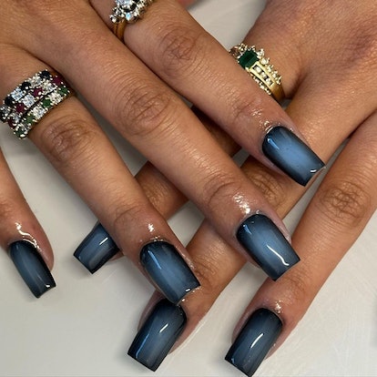 Cool-toned blue aura nails are on-trend for 2024's Aquarius season.