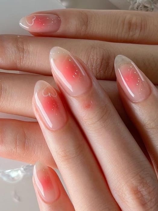 simple Korean blush nails