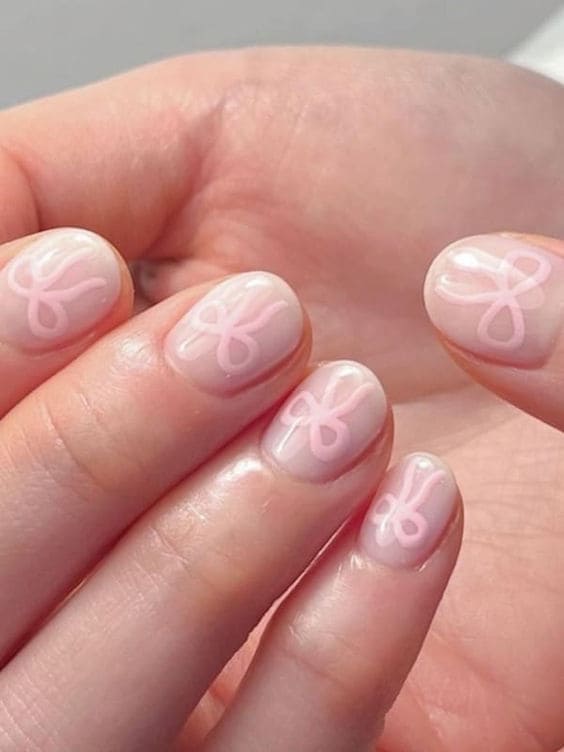 Korean bow nails: balletcore