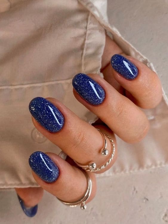 shimmery navy nails