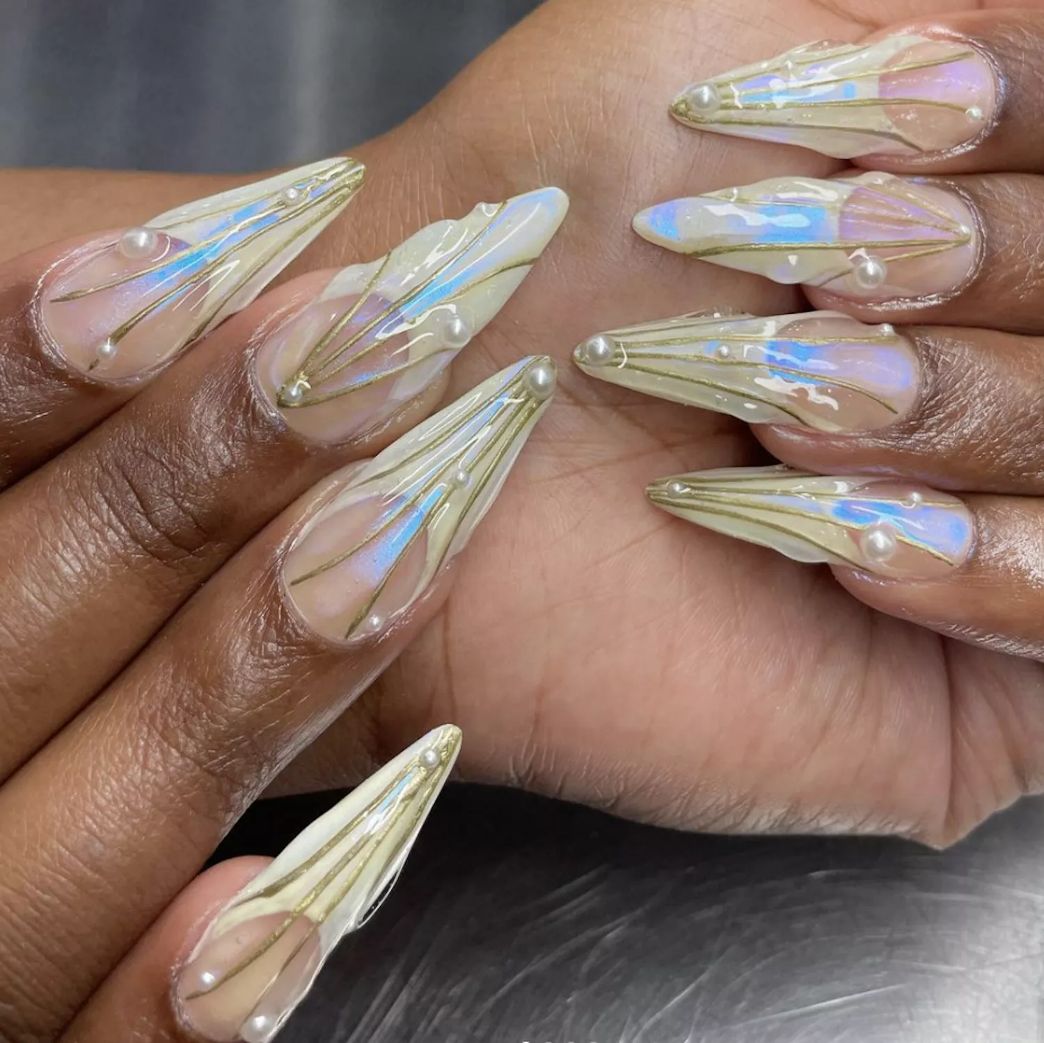 French mani meets seashell nails 