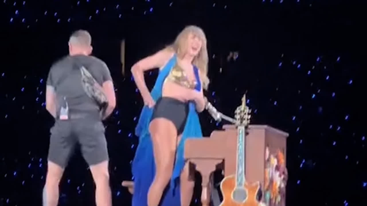 Taylor Swift Has Wardrobe Malfunction and Flashes Gold Bra During Sweden  Concert