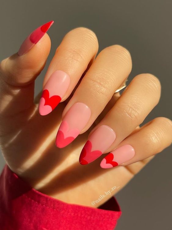 cute heart nails: French tips