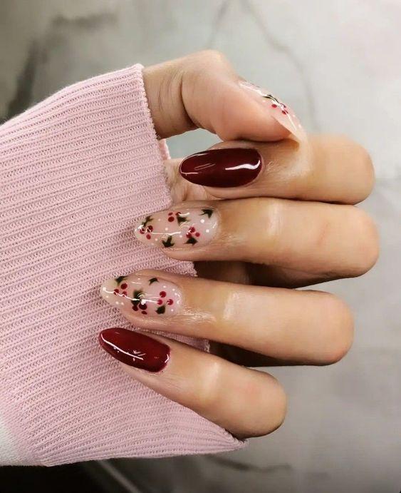 Mẫu nail noel màu đỏ