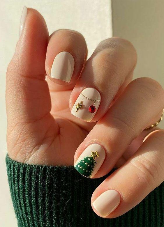 Mẫu nail noel đơn giản thanh lịch