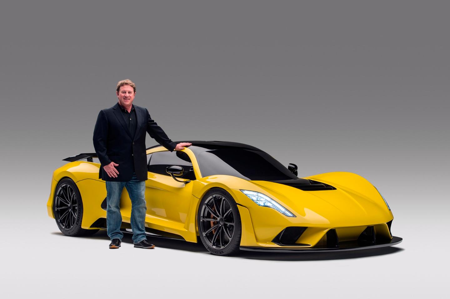 John Hennessey, company founder, with the newly unveiled Venom F5