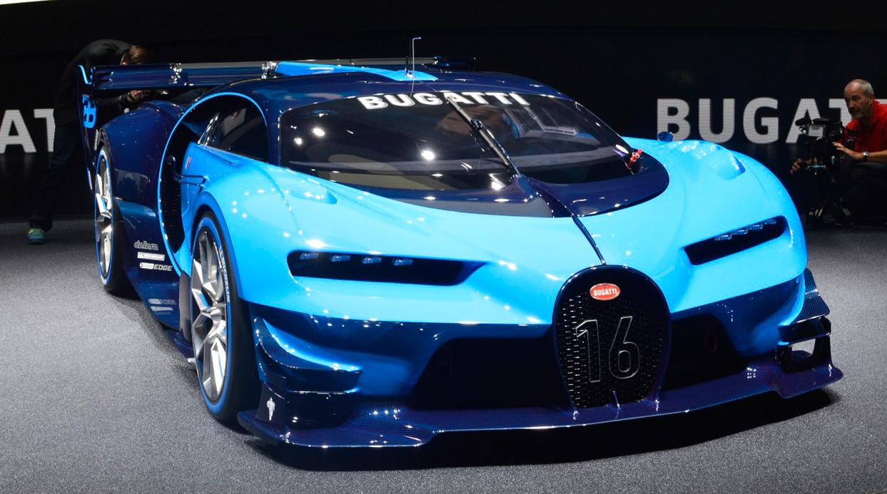 The Bugatti Vision Gran Turismo features an extensive use of carbon-fiber